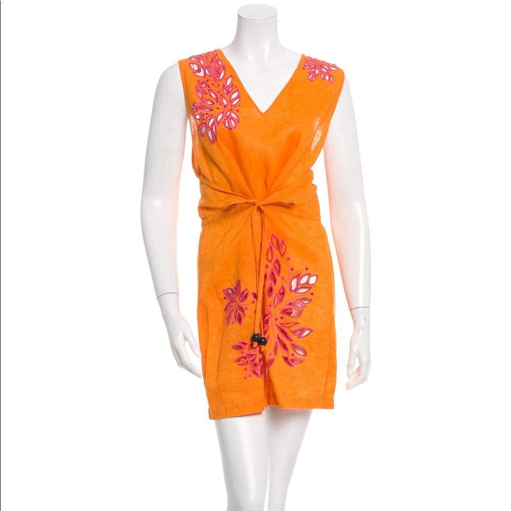 Diane Von Furstenberg Pashos Cutwork Cover-up Linen Dress Size M‎